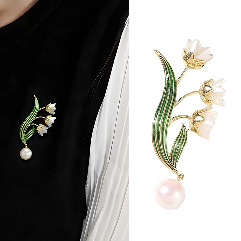 Fashion Plant Lily Of The Valley Flower Brooches Women Clothing Coat Jewelry Banquet Wedding Party Accessories Gifts