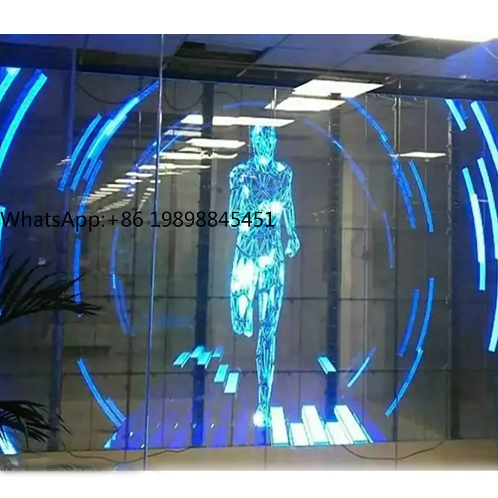 شاشة عرض LED شفافة داخلية مقاس 10.4 مم مع رسوم متحركة ورسومات لجدران الفيديو والنوافذ الزجاجية #1