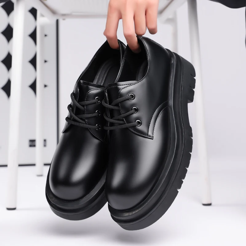 

Мужские туфли из натуральной кожи, классические джентльменские туфли высокого качества в роскошном стиле для свадьбы или вечеринки, черные костюмные туфли на толстой подошве, новинка класса люкс