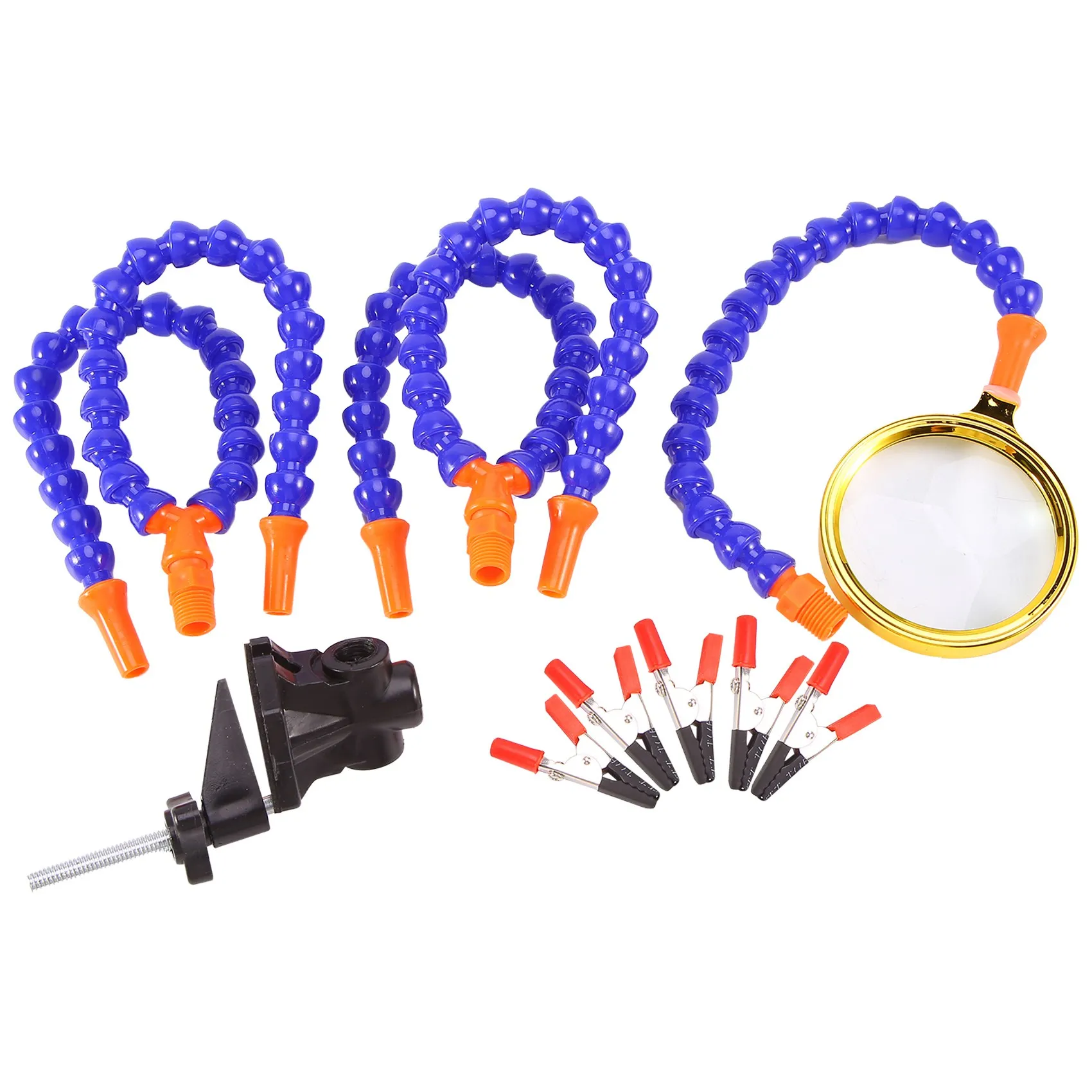 A84X-Bench Vise Table Clamp Soldering Station With 5Pc Flexible Arms Soldering Iron Holder Pcb Welding Repair Third Hand Tool