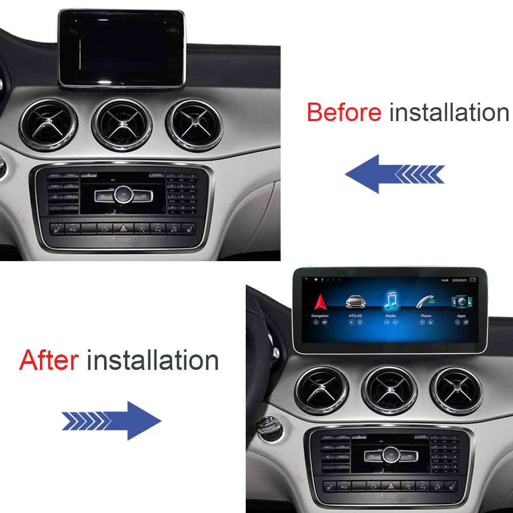 For Mercedes Benz GLA X156 GLA200 220 2013 to 2018 Android 12 CarPlay Car DVD Radio GPS Navigation Multimedia Player HD Screen