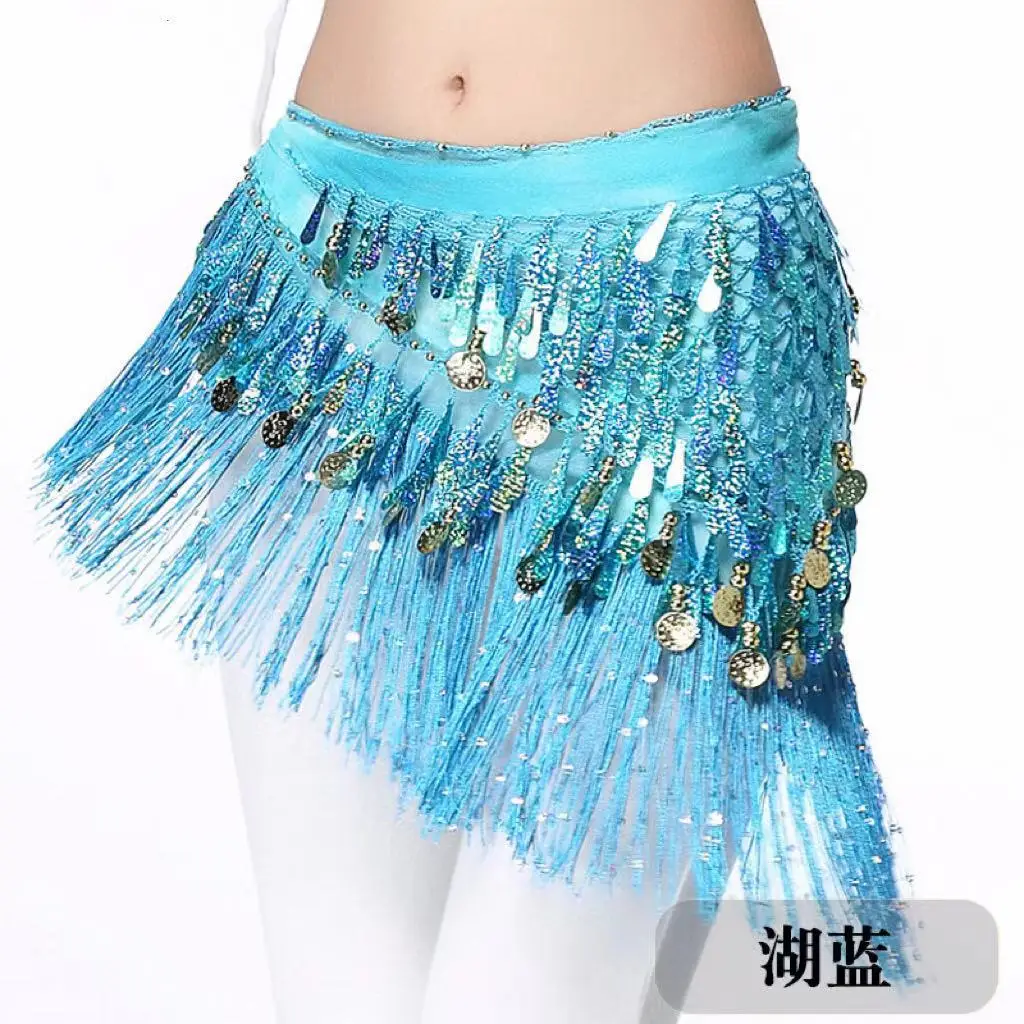Sciarpa triangolare con paillettes per danza del ventre Sciarpa in vita con nappe Pratica Sciarpa sui fianchi Sciarpa triangolare sfumata Performance di danza indiana