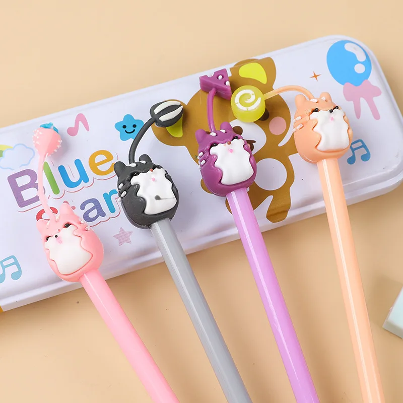 36 Pcs Wholesale Creative Hamster Cute Pet Gel Pen Cute Cartoon Fountain Pen Student Learning Stationery Writing Pen Wholesale