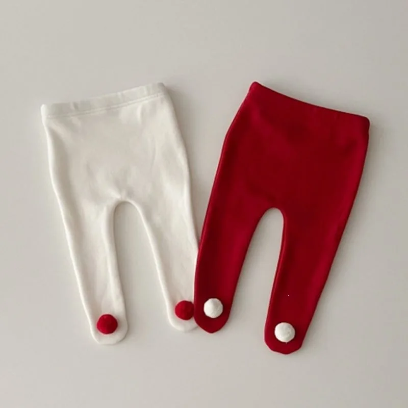 Baby Fleece Christmas Leggings Baby Autumn and Winter Pantyhose Super Cute Newborn Outer New Year Leggings