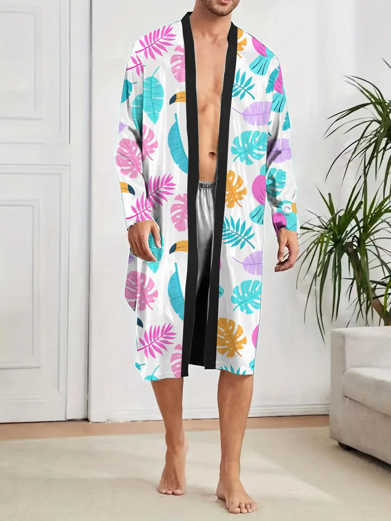 1pcs Men's Robes 2026 Spring/Summer 3D Printed Breathable Graphic bath robe sleepwear Robes Funny pajamas Sleepwear