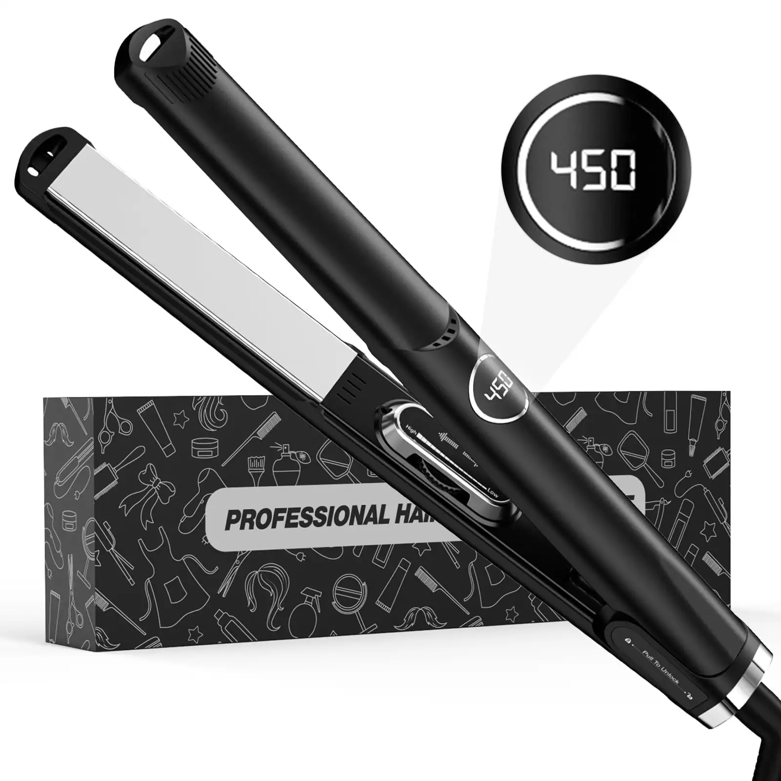 

Hair Straightener, Professional 2-in-1 Dual Voltage Ceramic Flat Iron & Curler, Salon Styling Tool for Women