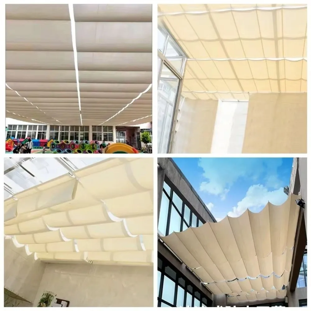 Waterproof Wave Retractable Sun Shade Canopy UV Protection Telescopic Outdoor Balcony Sun Awning Heavy Duty Rainproof