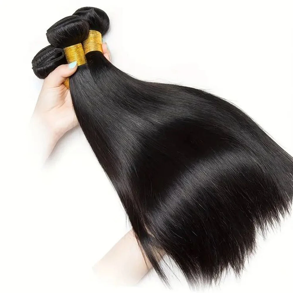 NABI-Extensão de Cabelo Remy Humano Brasileiro para Mulheres Negras, Pacotes de Cabelo Liso, Trama, 8-34 em, 1, 3, 4 Pacotes