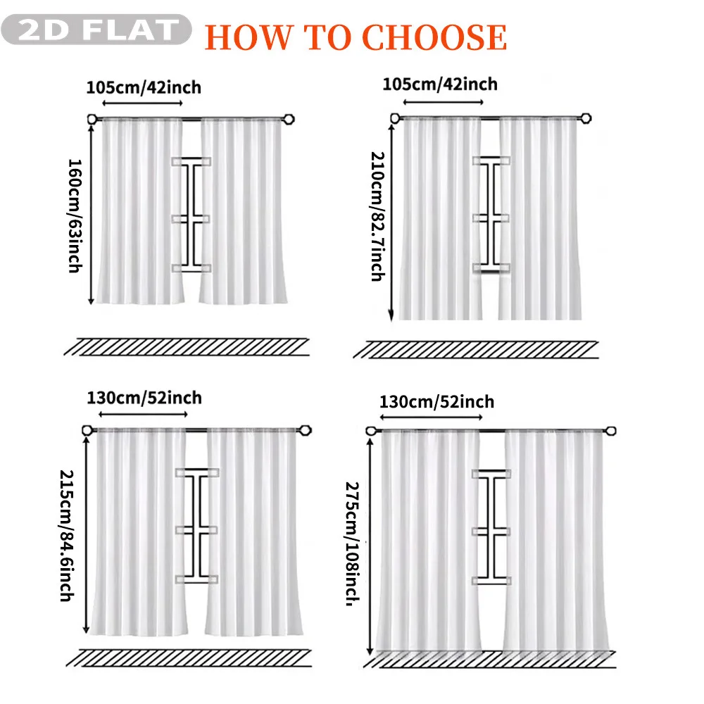 Custom 2D Flat 2pcs Sheer Curtains, Featuring Your Any Design/ Image/ Color - Rod Pocket Design for Easy Hanging, Home Decor