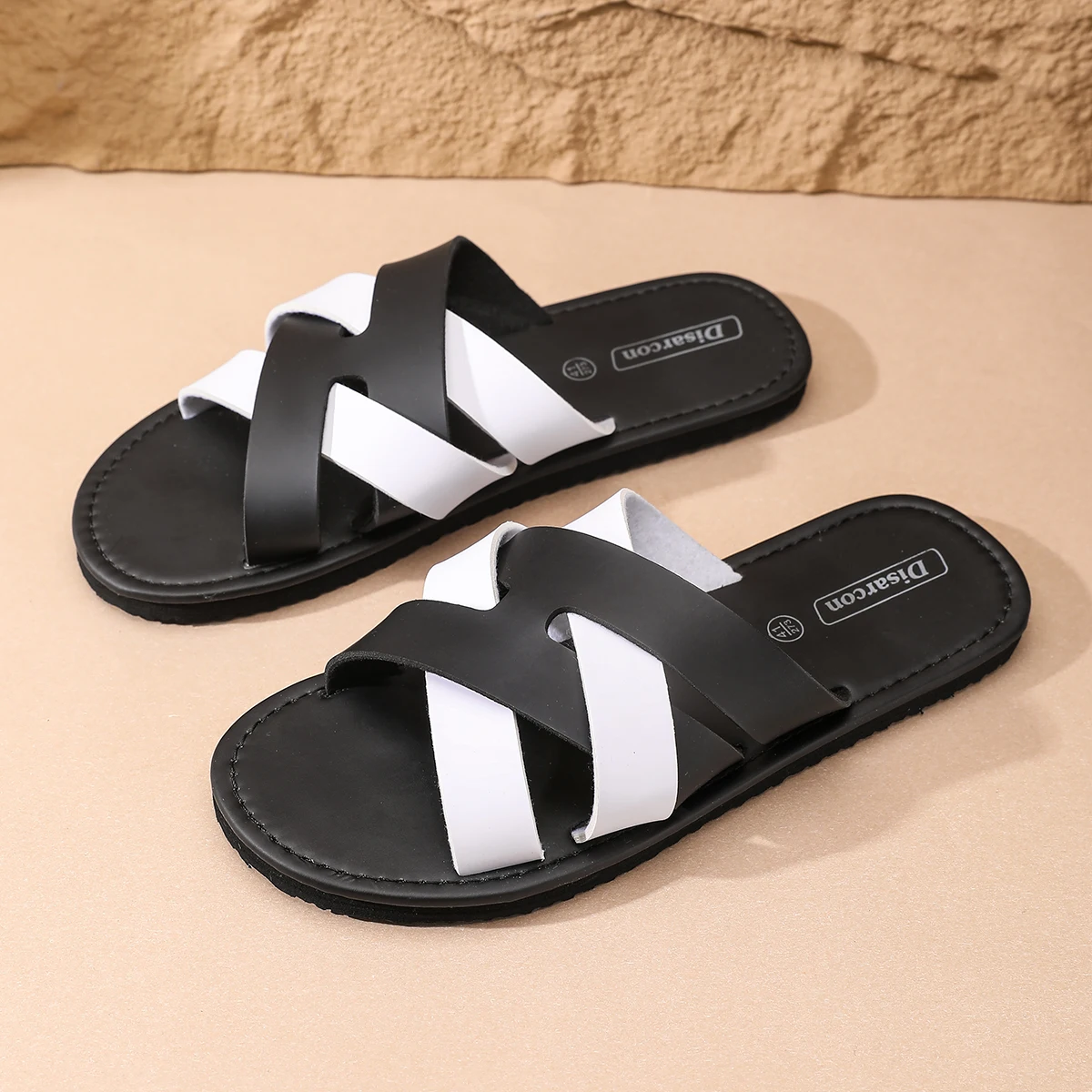 Herren Sommer Freizeitpantoffeln, Outdoor Sport Mode Urlaub Strandpantoffeln, Indoor Haus Rutschfeste Badezimmerpantoffeln – Detail 3