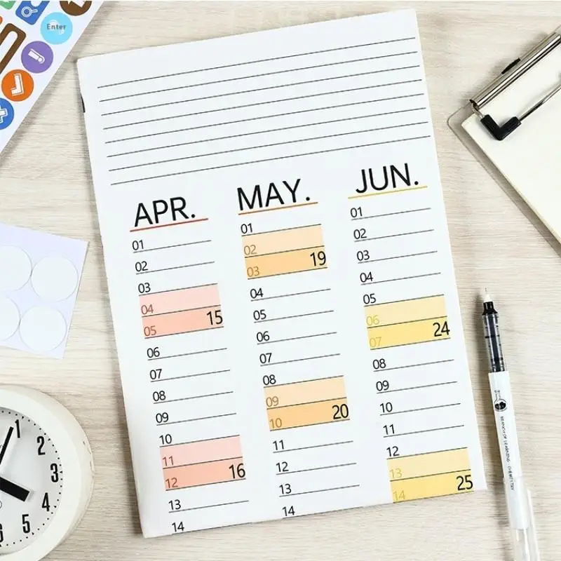 2026 Wall Calendar Single Schedule Sheet Annual Wall Hanging Calendar Blank Gird Memo Daily Planner Simple Room Decoration