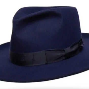 Wool Denim Navy Blue Vintage Jazz Top Hat Hot Sale In Europe And America Autumn And Winter Felt Hat