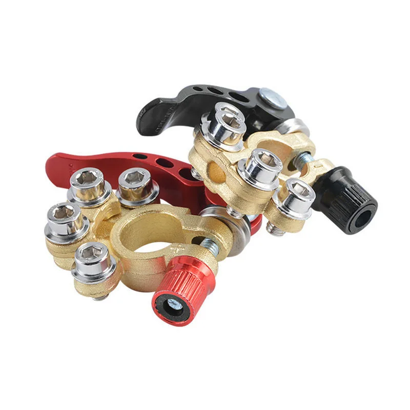 Car Terminal Clamp Connectors Auto 2 Pcs 4 Way Quick Release Disconnect Terminals Positive Negative Top Post Cable Ends