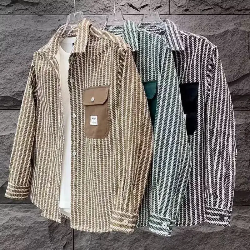 

Новинка: Модная осенняя верхняя одежда — повседневное свободное пальто в полоску для молодежи, универсальное и стильное.