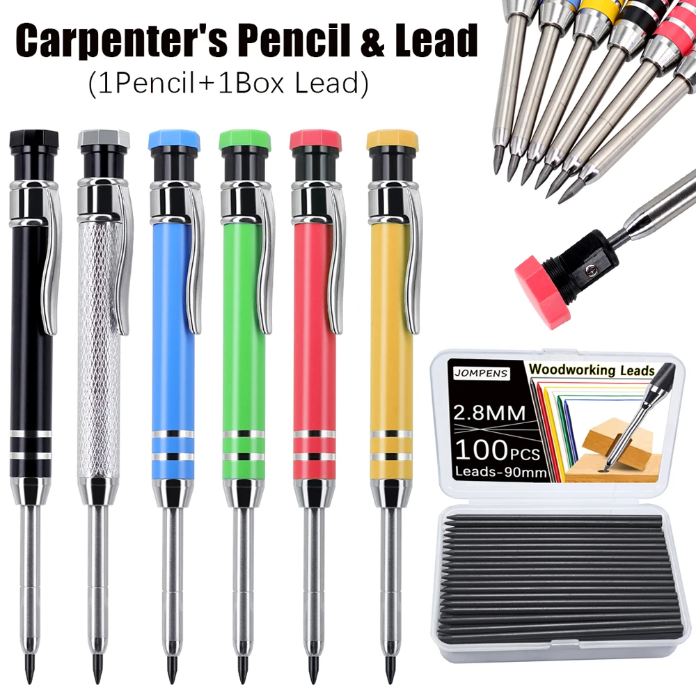 

Набор металлических карандашей для плотников 2,8 мм со сменными стержнями, инструмент для глубокой разметки в деревообработке и инженерии, для столяров и архитекторов