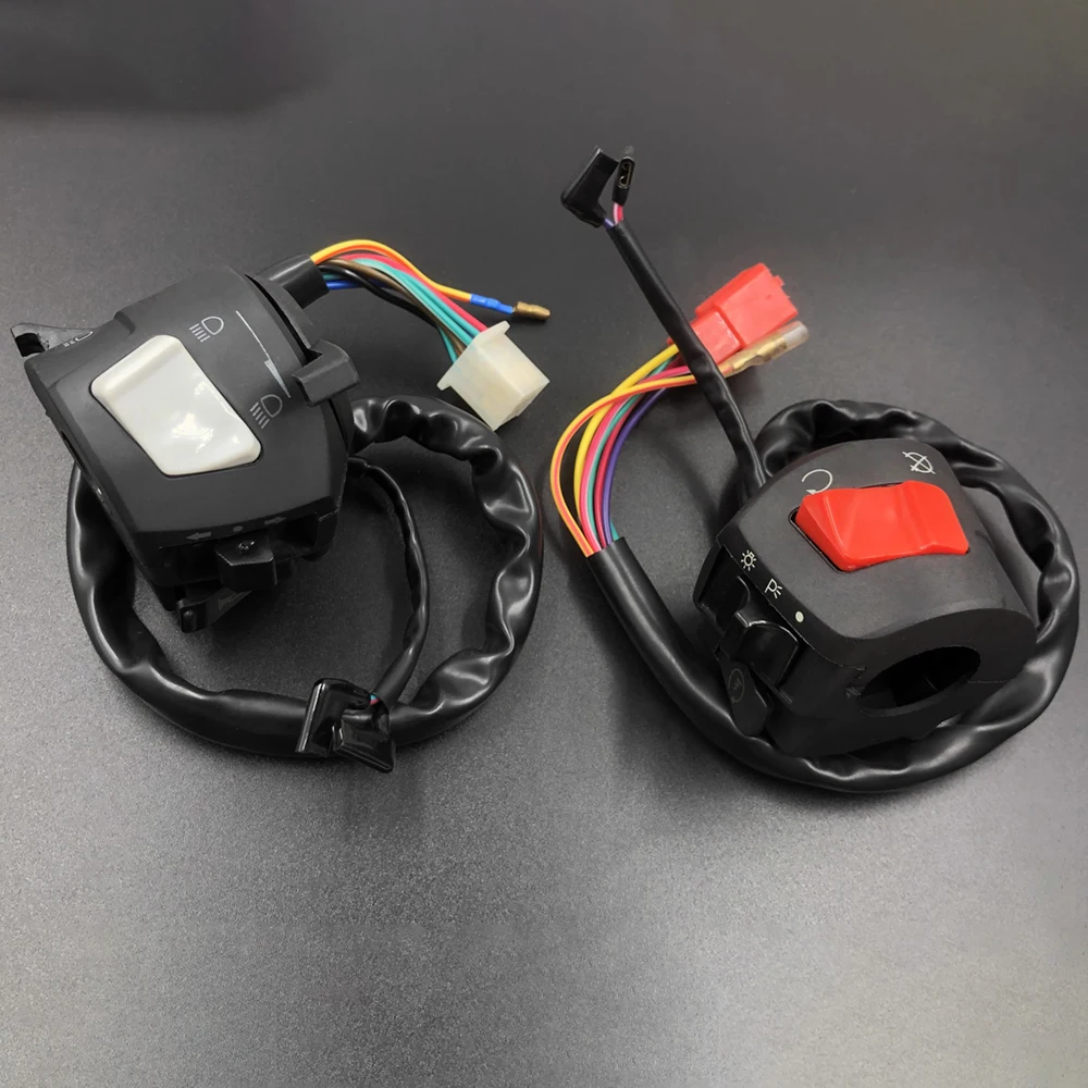Controlador de manillar de motocicleta con interruptores izquierdo y derecho, bocina de arranque eléctrica, faro de señal de giro, interruptores de soporte de manillar