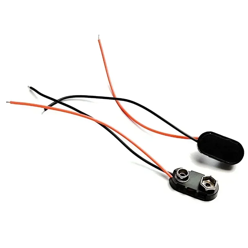 100 stks/partij DIY T type of ik type Snap Op 9 V Batterij Houder Clip Connector Hard Shell 15 CM Kabel Lood Socket Plug Gesp Draad