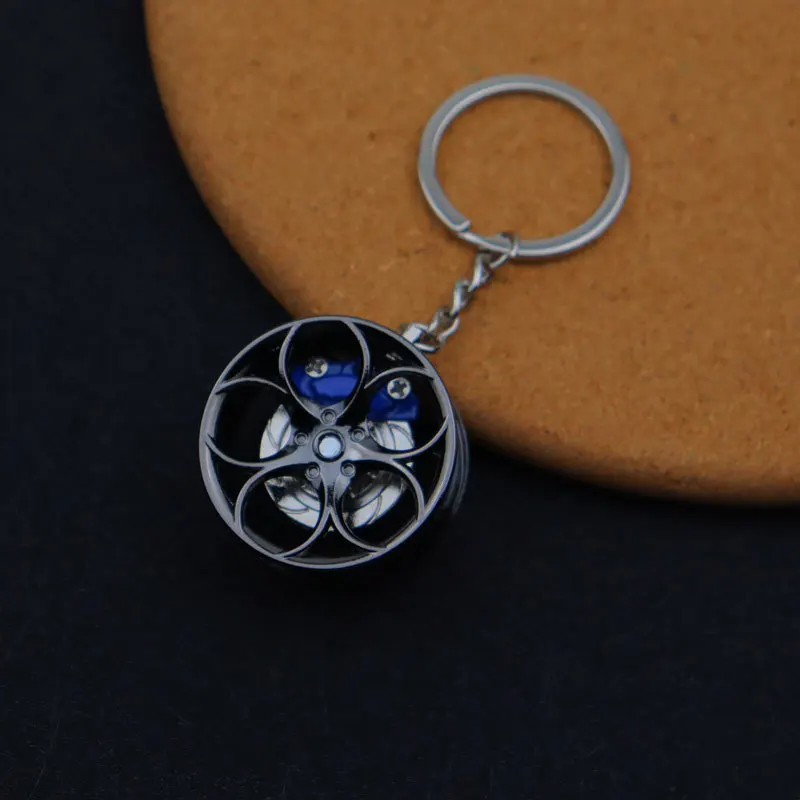 wheels keychain rim Hub Keychain Fidget Spinner Toys Rotating Car Wheels Pendant Key Chains Birthday Fathers Day Party Gift