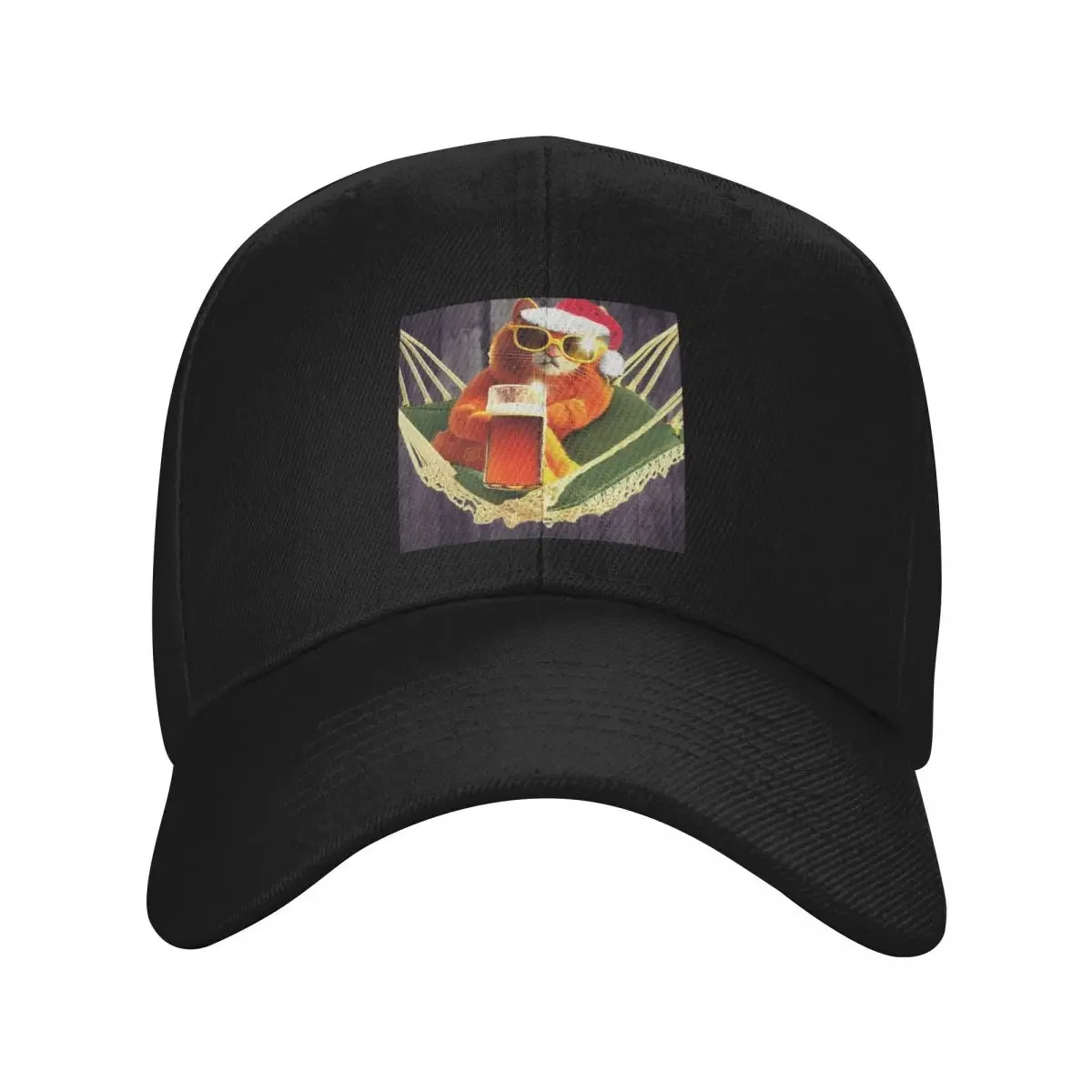 

Cool Cat in a Santa Hat Baseball Cap sun hat Luxury Cap Streetwear Hat Luxury Brand Women's Hats Men's