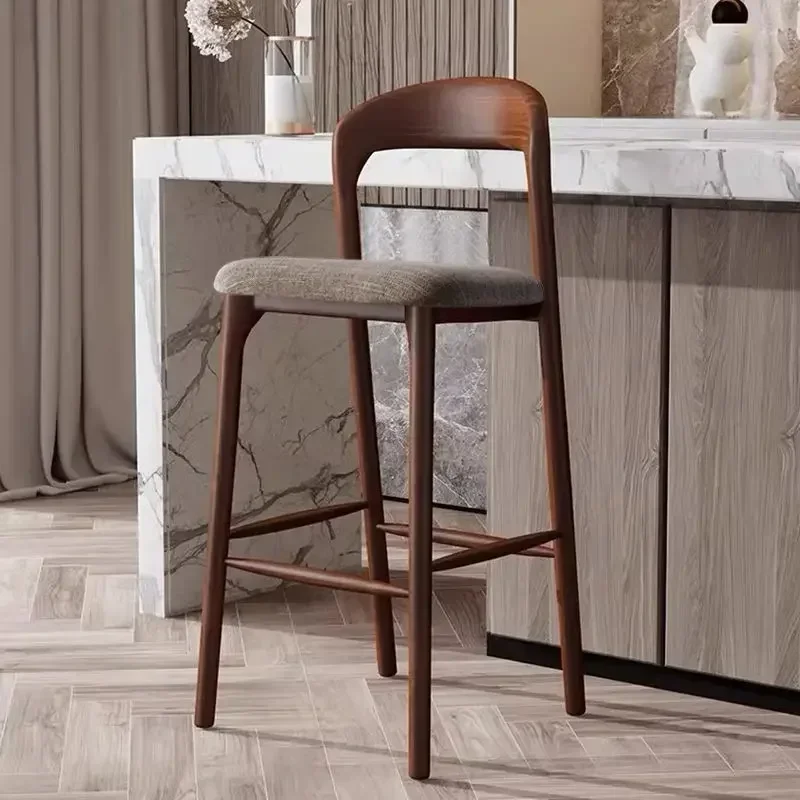 Luxury Backrest Bar Stool Nordic Solid Wood Fashion Design Ergonomic Modern Unique Bar Chair for Salon Bar Home Use