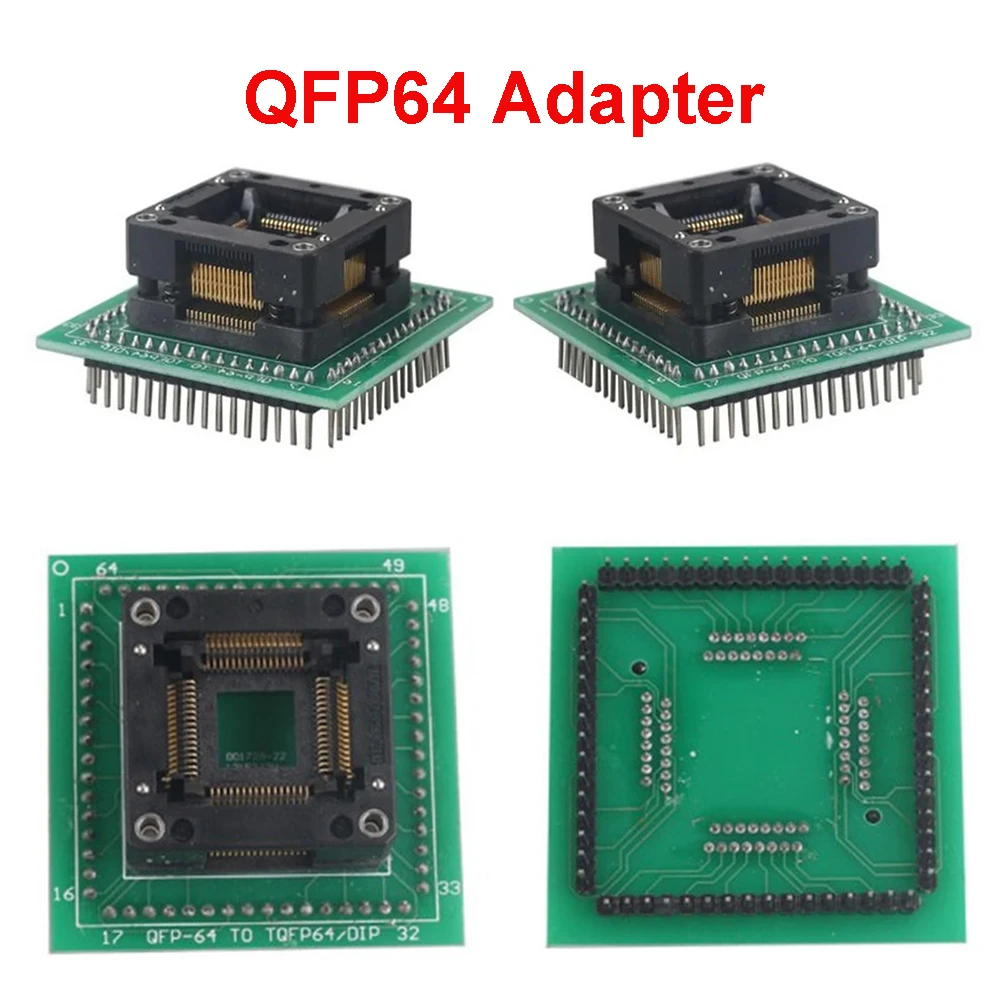 QFP64 TQFP64 LQFP64 Adapter ZIF Use For ETL I C Chip Programmer STM32 Auto ECU Prog Work FOR XPROG IC Test Burn in Socket Pitch