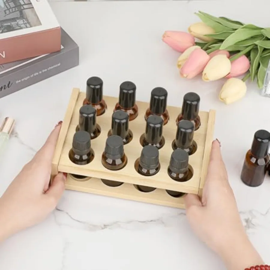 Espositore da tavolo per oli essenziali con 12 slot per organizzare bottiglie da 15 ml 10 ml 5 ml Porta roller e rossetto P