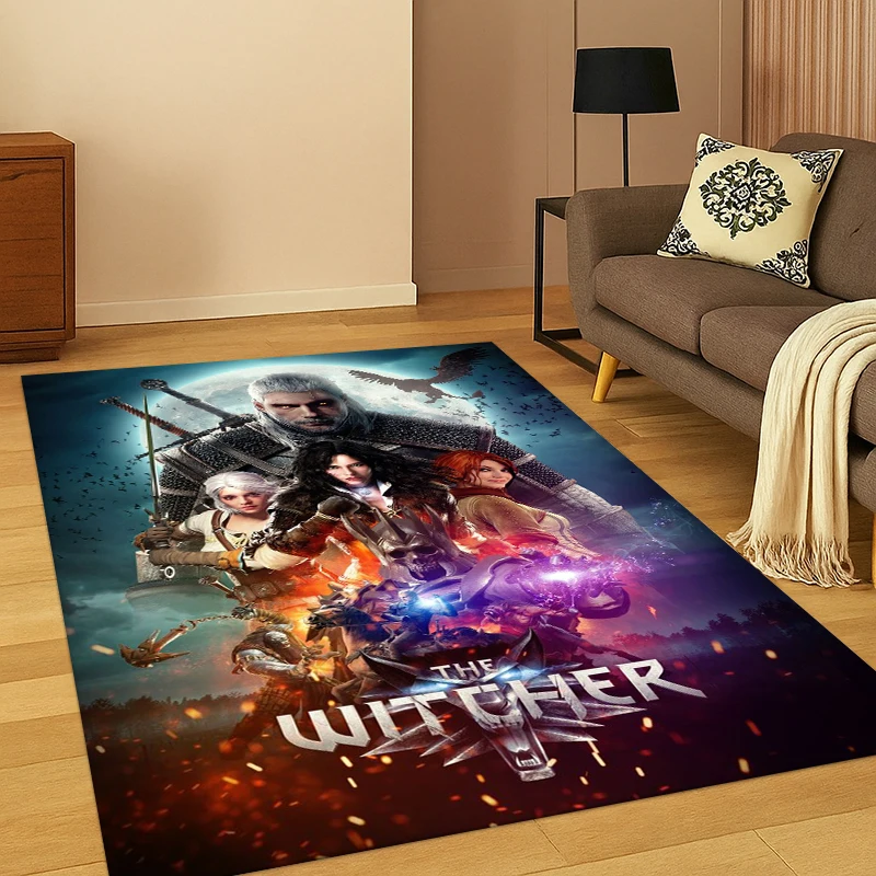 The W-Witcher Geralt Game Cartoon Carpet Rug for Bedroom Living Room Sofa Playroom Doormat Home Decor,Kid Area Rug Non-slip