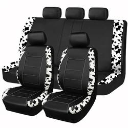 AUTOKING Cow Print Leather Seat Covers Fit For Most Car SUV Truck Van Universal Car Seat Covers Car Accessories Interior