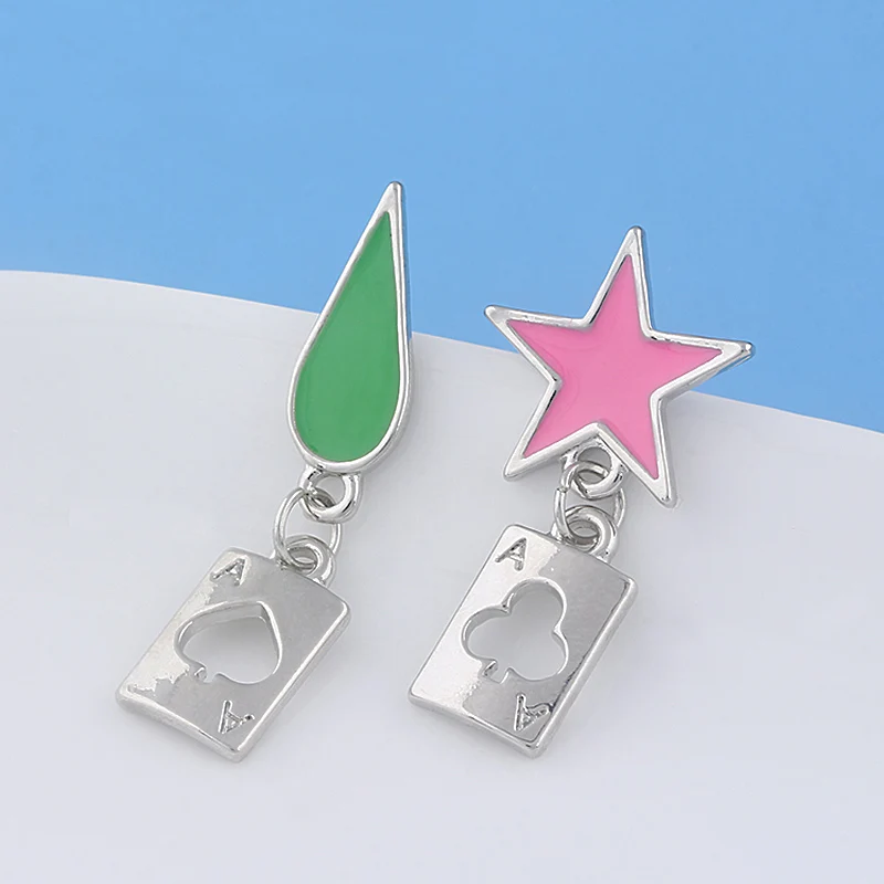 Anime Full Time Hunter Earring Fashion Creative Star Water Drop Playing Cards Earrings for Women Men Jewelry Accessory Gifts