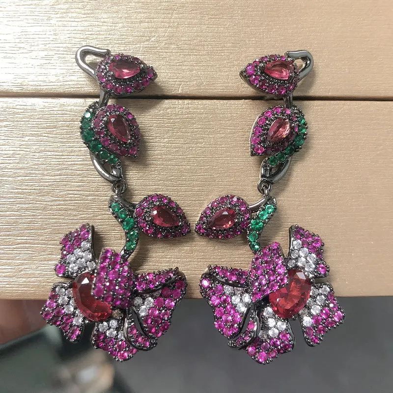 Bilincolor Fashion Red Flower Earring for Women