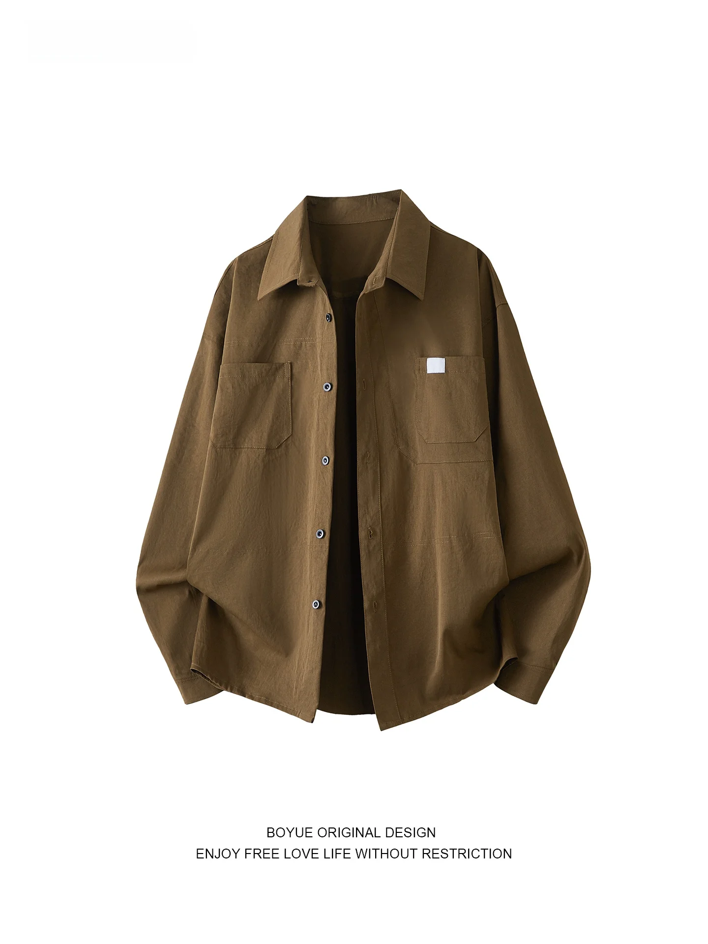 

Boyue Long Sve Casual irt Outdoor Workwear Turn-down Collar Men's Faionable Design Polyester Fiber Spring Autumn Wear