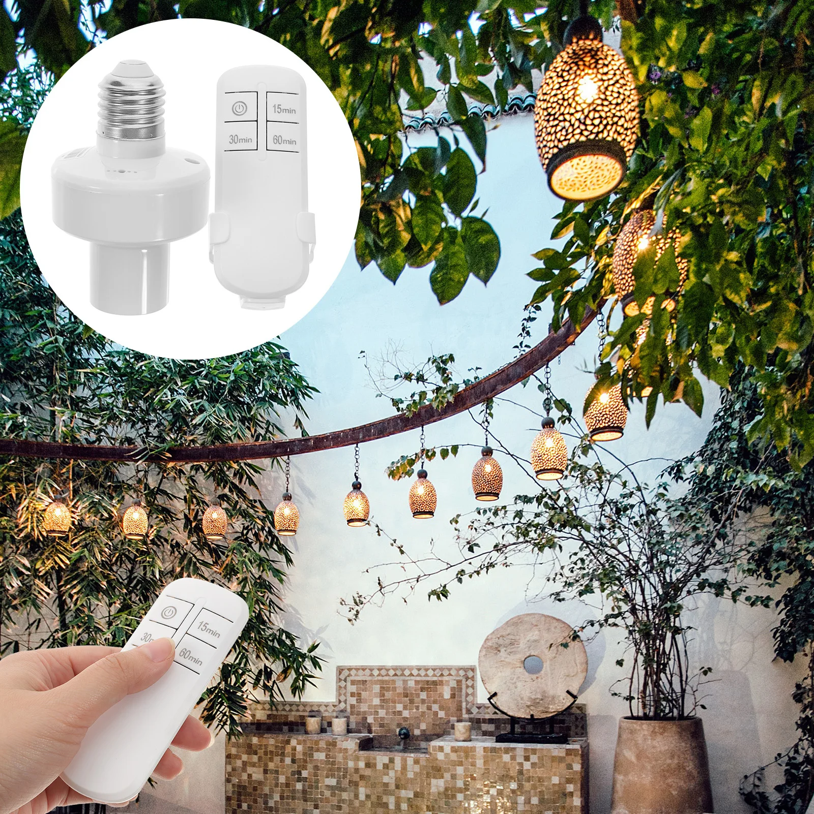

3Pcs Wireless Remote Control Light Socket with 15 30 60 Min Timer E27 Socket Adapter for Indoor Lighting Remote Light Controller