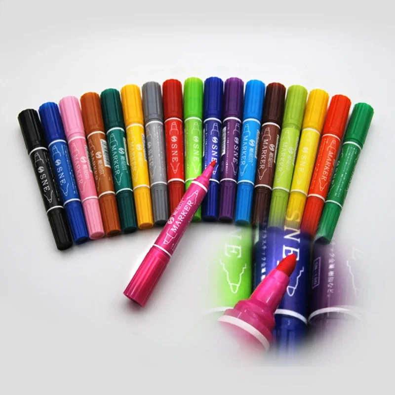 12/18/24/30/40 Color Multi-purpose Colored Oily Pen Student Painting Graffiti Quick Drying Waterproof Double Headed Marker Pen