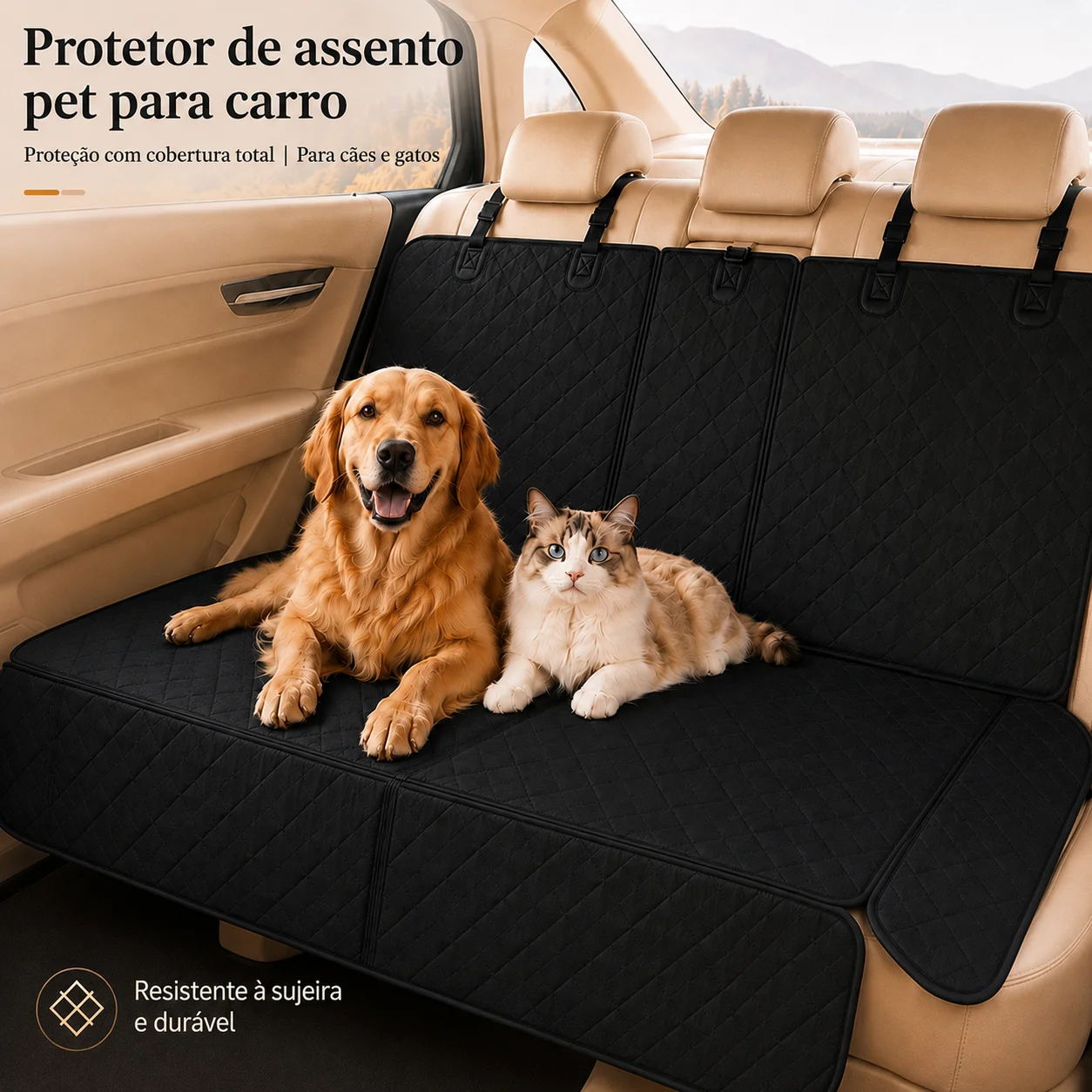 Capa Protetora para Banco de Carro para Cães e Gatos, Impermeável, Antirrisco, Antissujeira, Antiderrapante, para Bancos Dianteiros e Traseiros, Acessório Automotivo
