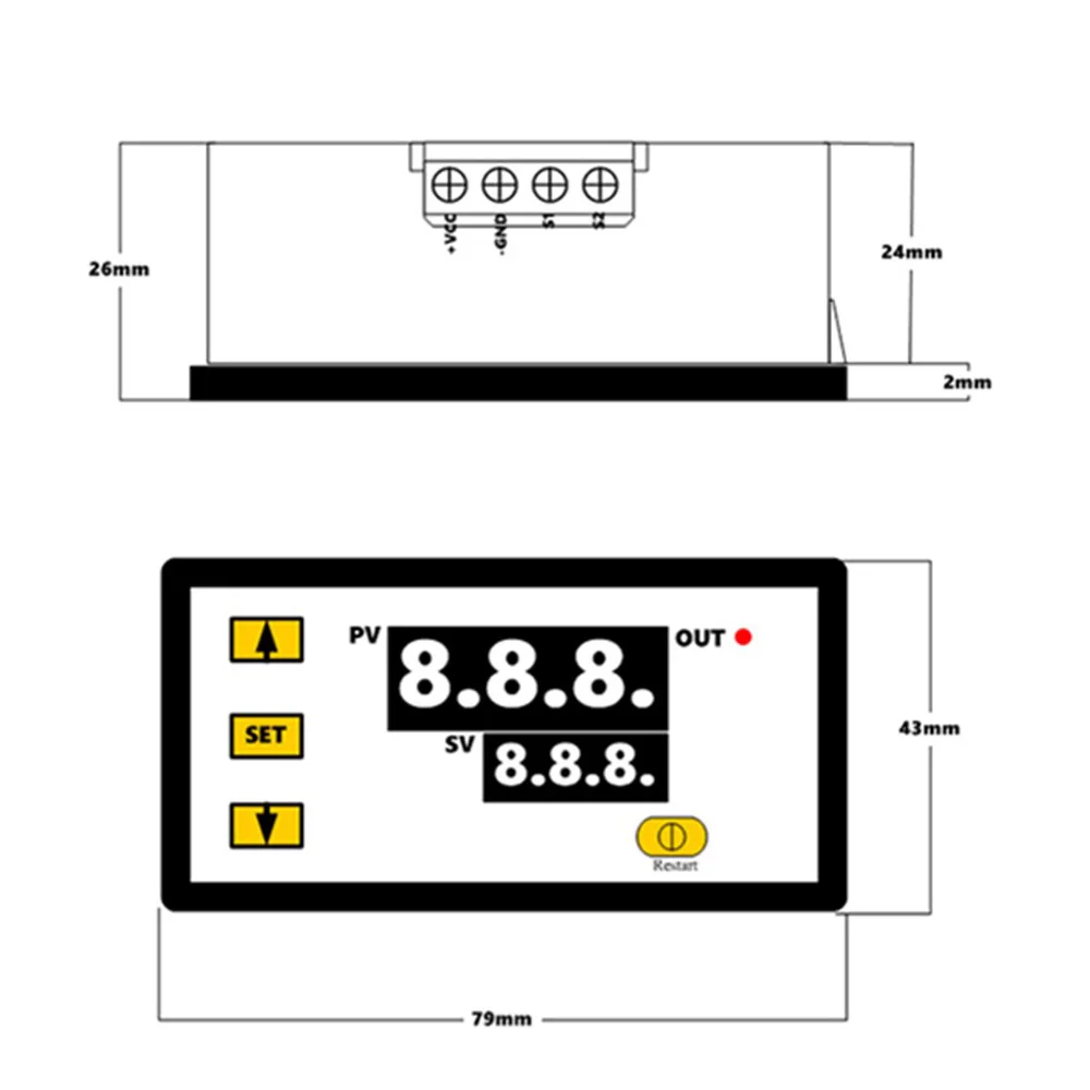 Mini régulateur de température numérique avec capteur, thermorégulateur de contrôle de chauffage et de refroidissement, W3230, 12V, 24V, 220V