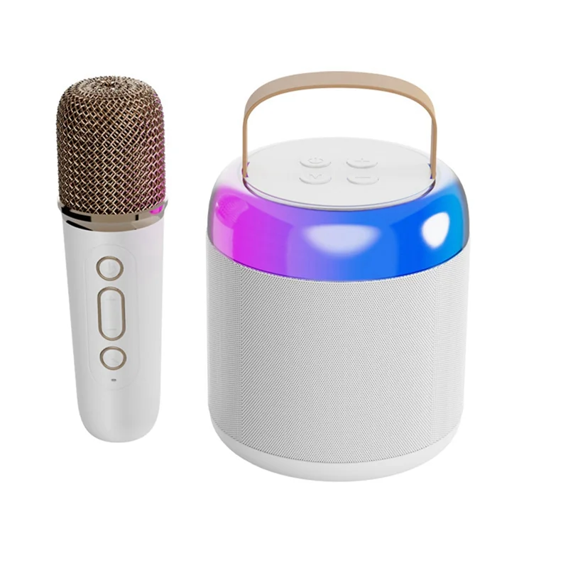 

AZZ-Microphone Bluetooth Speaker National Singing Home KTV Portable Outdoor Audio (White)
