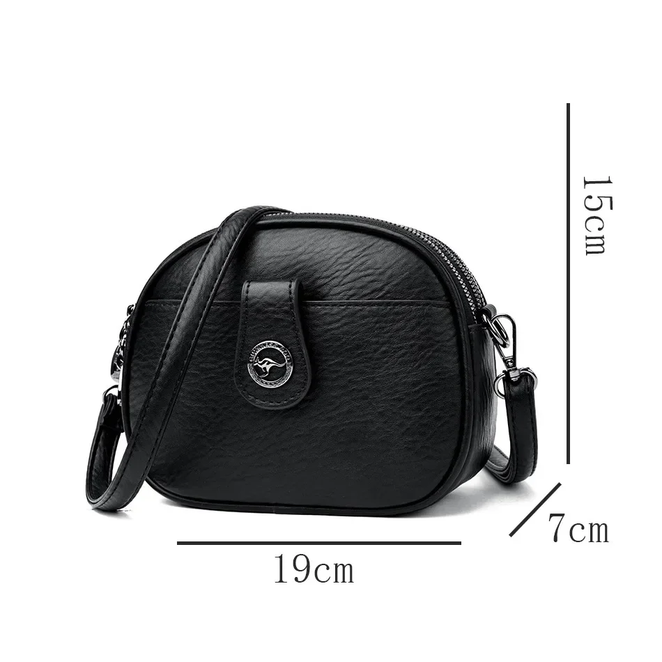 Three Layer Pockets Shoulder Bags for Women 2024 Soft Leather Crossbody Messenger Bags Designer Casual Purses and Handbags Sac