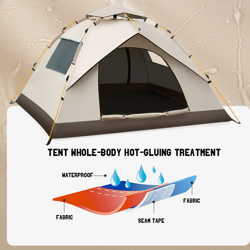 Outdoor Camping Tent 2-4 People Backpacking Camping Supplies 4 Seasons Waterproof One-touch Tent for Travel Hiking Fishing Tent