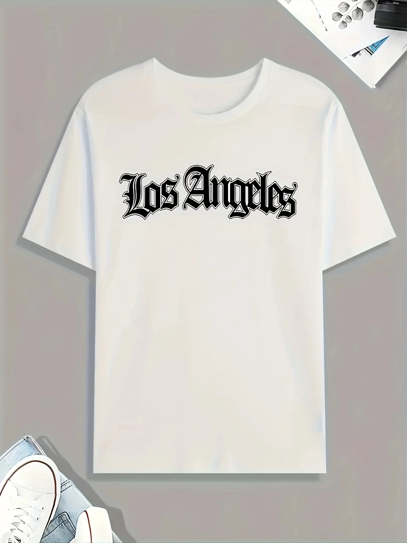 Teen Summer Casual Tee, LOS Angeles English Letter Graphic Print, Crew Neck Short‑Sleeve Children T‑Shirt
