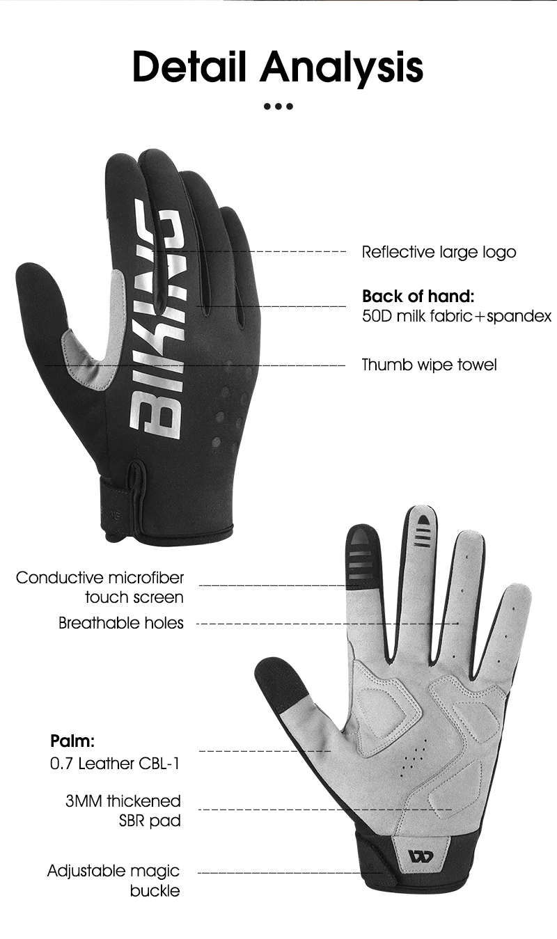 WEST BIKING Warme Winter-Fahrradhandschuhe für Herren, winddicht, mit Fleece, reflektierend, SBR-Polsterung, 3-Finger-Touchscreen, rutschfest, für MTB und Rennrad – Detail 4