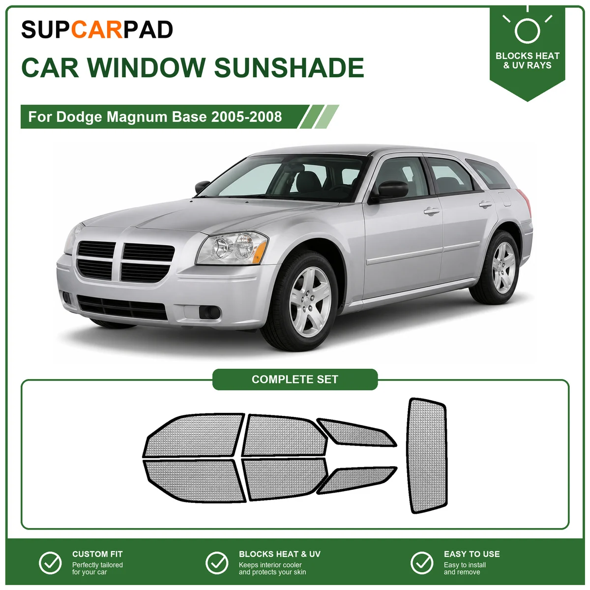 For Dodge Magnum Base 2005-2008 Full Set Car Window Sunshades UV Block Privacy Heat Insulated Foldable Car Curtain