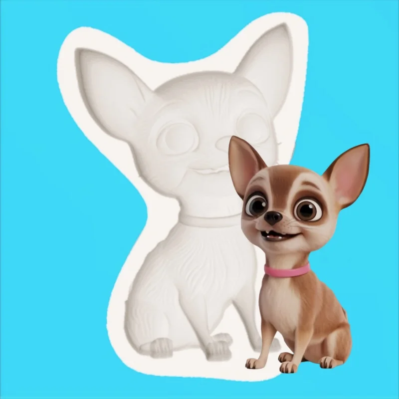Molde con Forma de Chihuahua, Molde de Silicona para Hacer Galletas y Chocolate con Forma de Mascota, Molde para Hacer Postres y Chocolate con Temática Canina