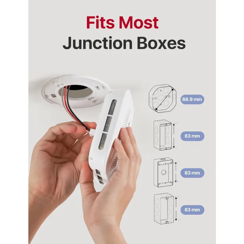 Smoke Detector Carbon Monoxide Detector Combo Hardwired with Voice Location, Hardwired Interconnected Smoke and Carbon Monoxide