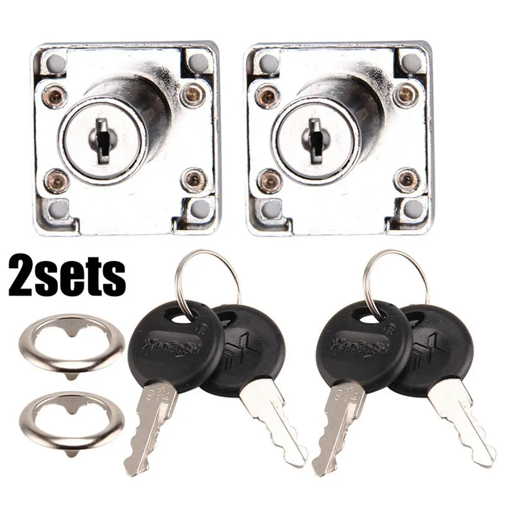 2Locks Cabinet Lock 4Keys Cabinet Cam Cupboard Door Letter Lock Mailbox Silver Practical Brand New High Quality