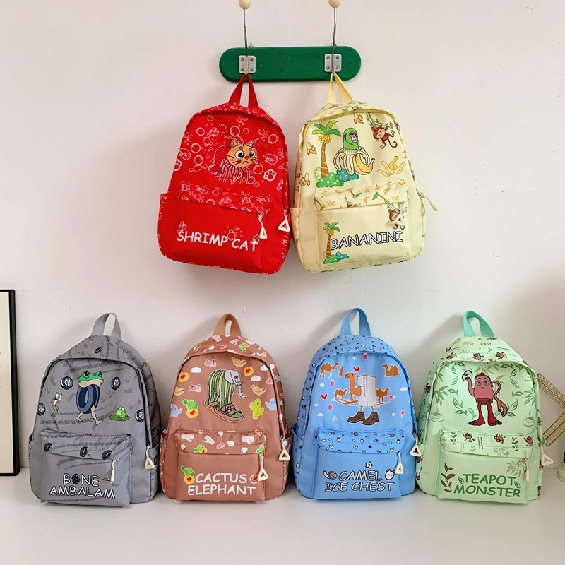 New Cartoon Print Student Backpack for Boys and Girls, Cute, Lightweight, Spacious Capacity, Perfect for Outings and Travel