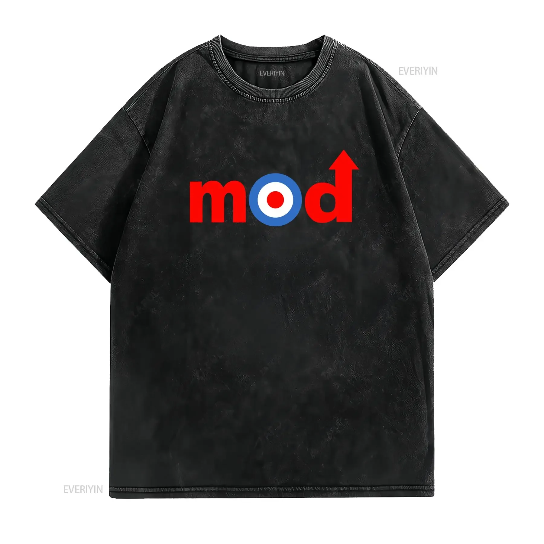 Retro Mod Subculture Streetwear Red White Blue Roundel Arrow Print Casual T Shirt vintage Washed Versatile Soft streetwear