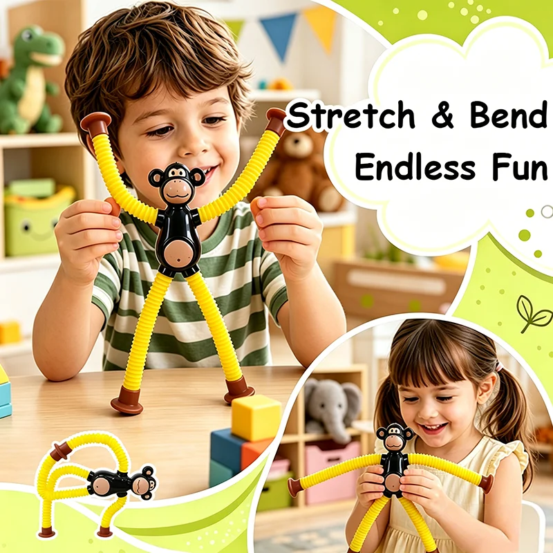 HefengCL Telescopic Suction Cup Monkey Pop Tube Fidget Toy Stretchable Twistable Sensory Toy Stress Relief Kids Birthday Party G