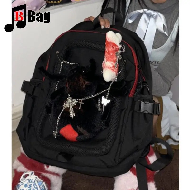 Gothic Lolita JK Harajuku Women's Girls Punk One Shoulder Handbag Y2K  Large Capacity Spider Book Bags Versatile Backpack Tote