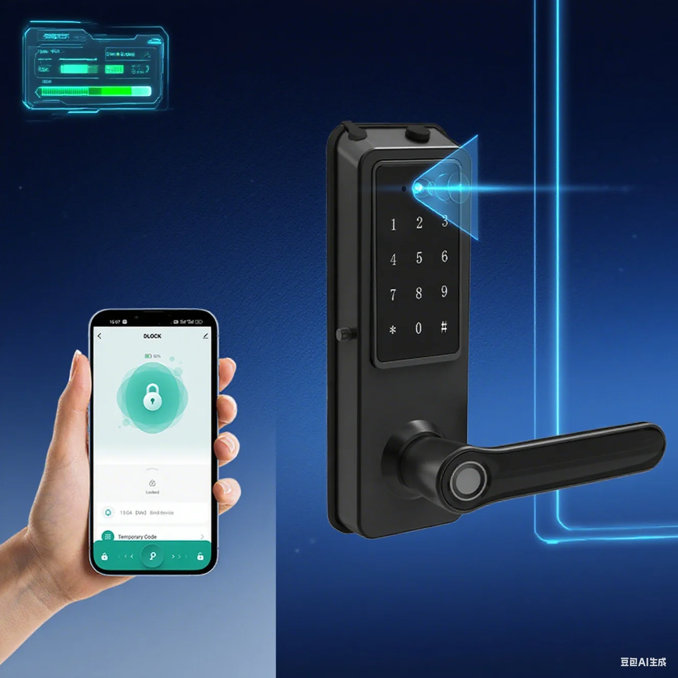Smart Fingerprint Keyless Door Handle Minimal Lock Door Handle Sample Stand Home Tuya Lock Handle Indoor for Front Door