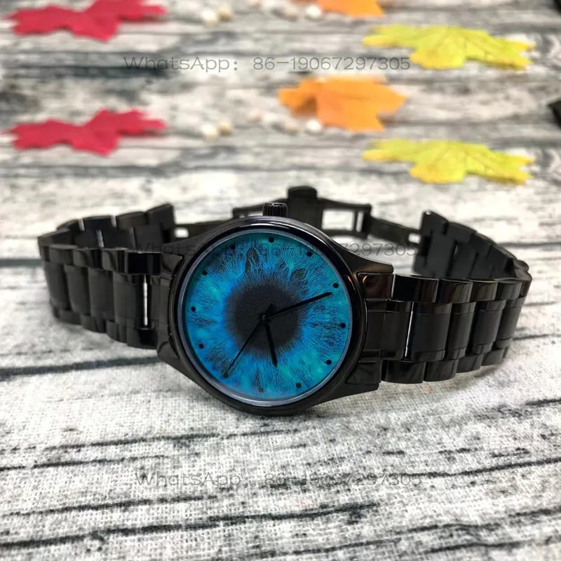 

Blue Soul Pupil Creative Design Starry Sky Couple Watch, Black Wormhole Concept Quartz Watch for Men Women Students Gift
